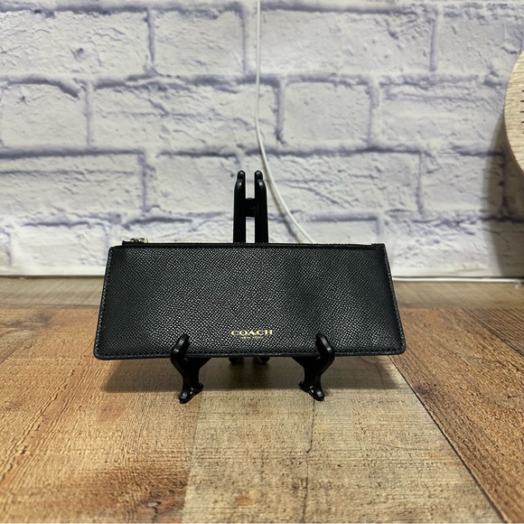 Coach Accessories - COACH - SLIM Long BLACK Leather Zip CLUTCH pouch wallet